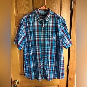 Chaps Blue Plaid Men's Shirt L